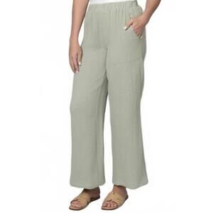 NEW PINE APPAREL cotton gauze wide leg pants in green